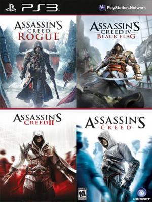 4 juegos en 1 Assassins Creed Mas Assassins Creed 2 Mas Assassins Creed Rogue Mas Assassins Creed Black Flag PS3