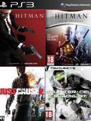 4 juegos en 1 Hitman Trilogy HD Mas Hitman Absolution Special Edition Mas Just Cause 2 Ultimate Edition Mas Tom Clancys Splinter Cell Blacklist