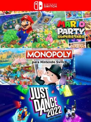 3 juegos en 1 Mario Party Superstars mas MONOPOLY mas Just Dance 2022 - Nintendo Switch